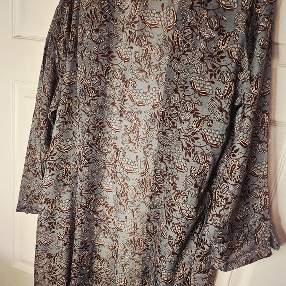 Raj Sheer Deep Blue and Brown Floral Women's Duster - Picture 3 of 6